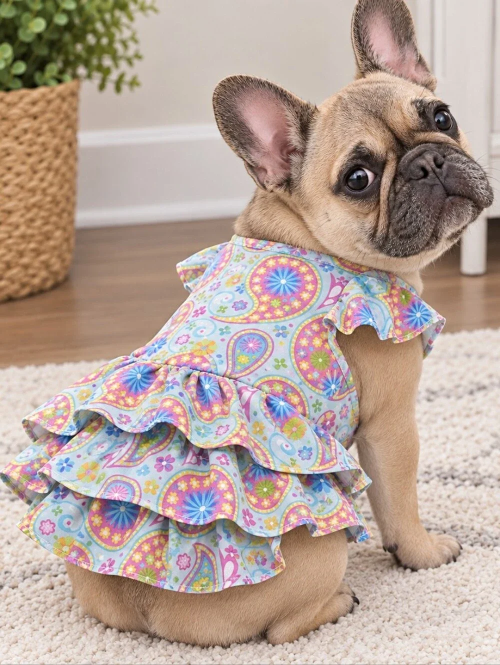 Pastel Floral Paisley Dog Dress For Small Dog- Multicolor. NWOT. V